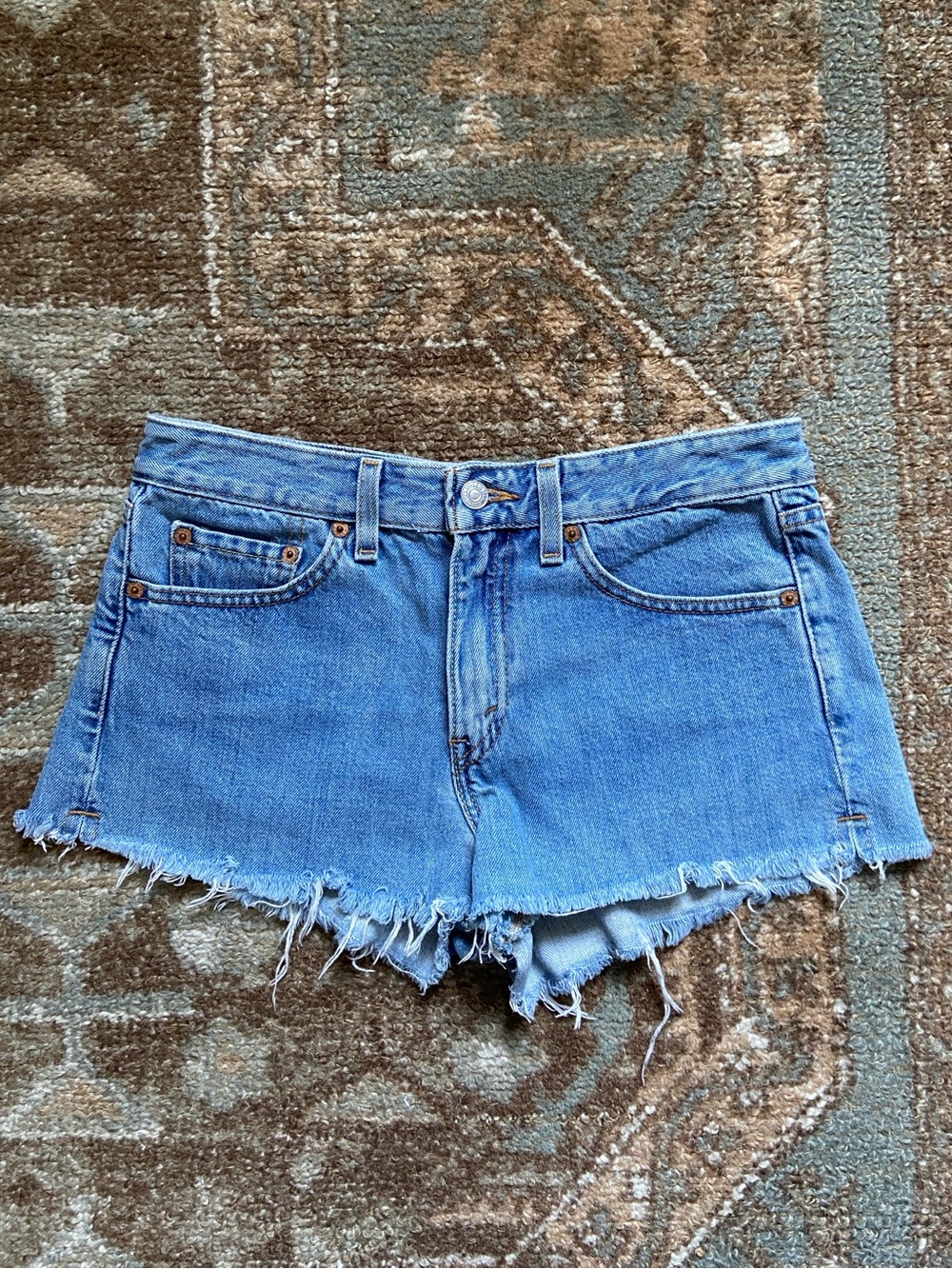 Levi's Light Blue Distressed Denim Cutoff Shorts